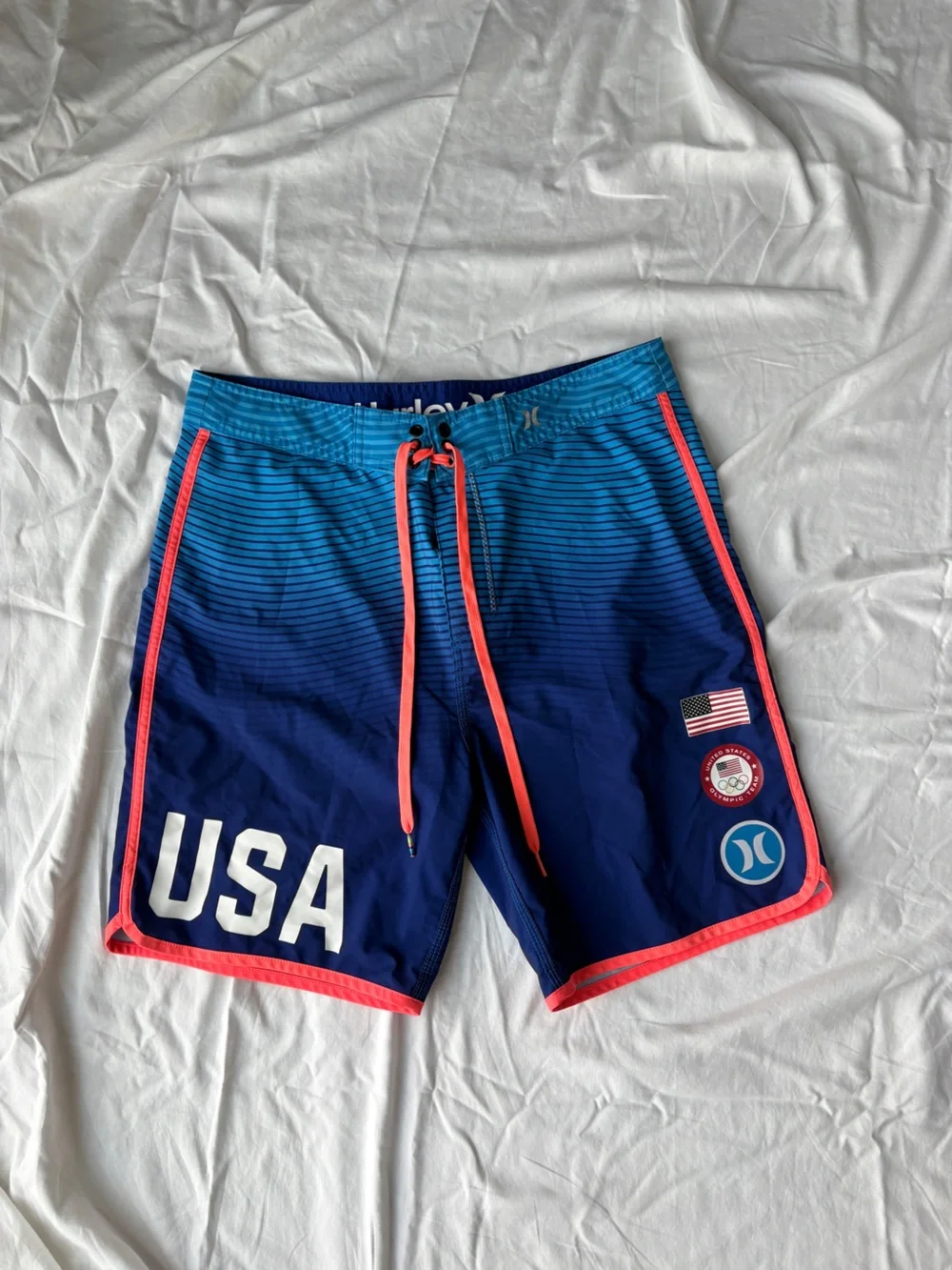 Hurley Navy and Light Blue 2016 Olympics Special Edition Swim/Board Shorts